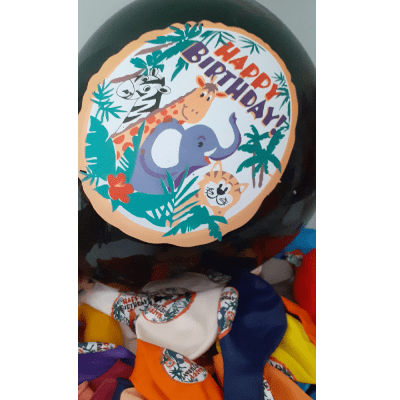 Разноцветни балони за рожден ден сафари, 6 броя