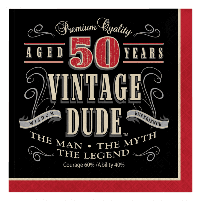 Салфетки 50 years Vintage Dude, 16 броя
