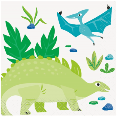 Малки салфетки сини и зелени динозаври, 16 броя