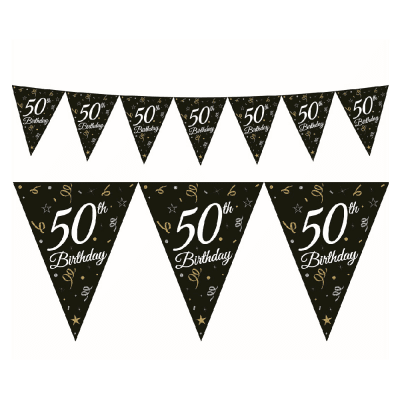 Гирлянд черни флагчета за 50-и рожден ден, 50 години