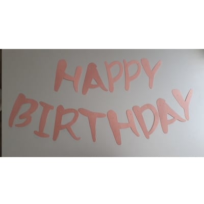 Банер за рожден ден отделни букви Happy Birthday, розово злато брокат