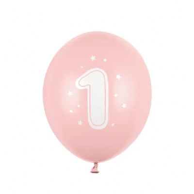 Светлорозов балон с единица, първи рожден ден момиче, 1 брой