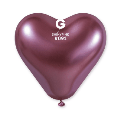 Балон сърце хром розов 30 см CRB12/91 Gemar, 1 брой