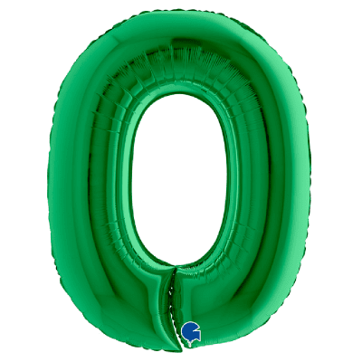 Зелен фолиев балон цифра 0, нула, 100 см Grabo