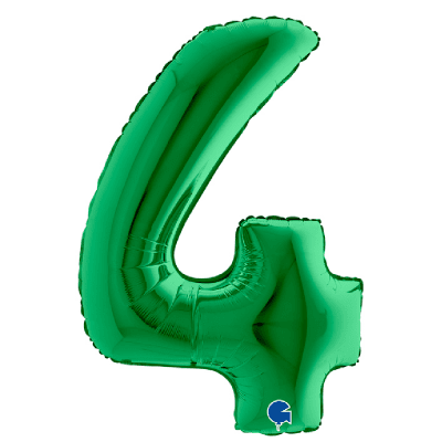 Зелен фолиев балон цифра 4, четворка, 100 см Grabo