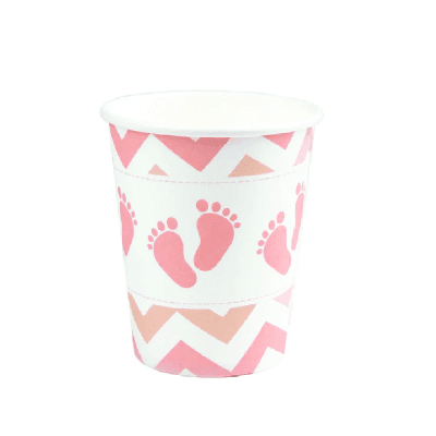 Розови чаши с крачета, бебешко парти, 6 броя