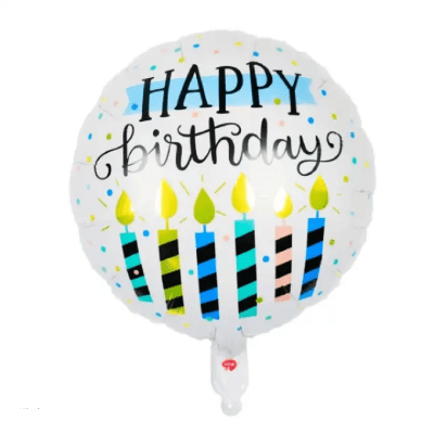 Фолиев балон за рожден ден със свещи, кръг 43 см