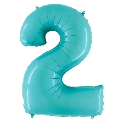 Фолиев балон цифра 2, синьозелен, тифани, 100 см Grabo