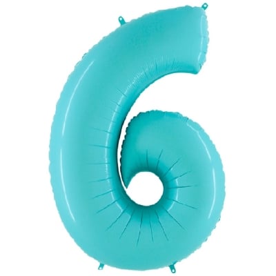 Фолиев балон цифра 6, синьозелен, тифани, 100 см Grabo