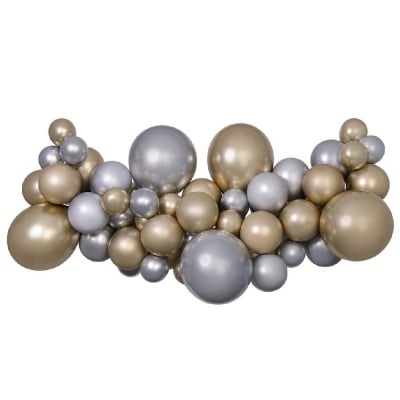 Комплект балони за арка, златно и сребърно хром, органичен гирлянд, 200 см