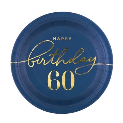 Тъмносини чинийки за 60-и рожден ден, Navy blue and Gold, 6 броя