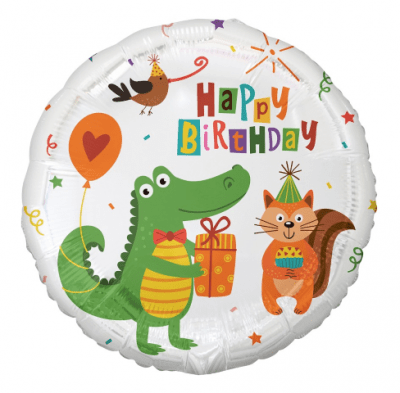 Балон за рожден ден малък крокодил с подарък, кръг 43 см