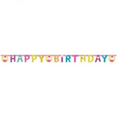 Банер Happy Birthday Cupcake Парти Кексчета Мъфини Къпкейк 173 х 11 см.