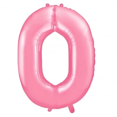 Фолиев балон цифра 0, нула, розов пастел, 100 см