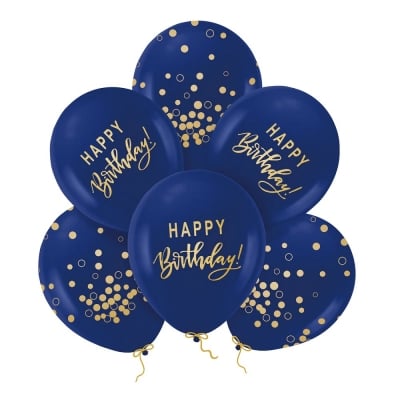 Тъмносини балони рожден ден Navy blue and Gold, 6 броя
