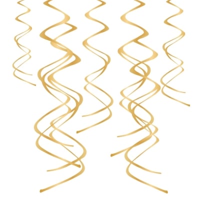 Висящи декоративни спирали, злато металик, 5 броя
