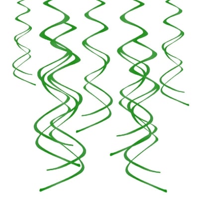 Висящи декоративни спирали, зелен металик, 5 броя