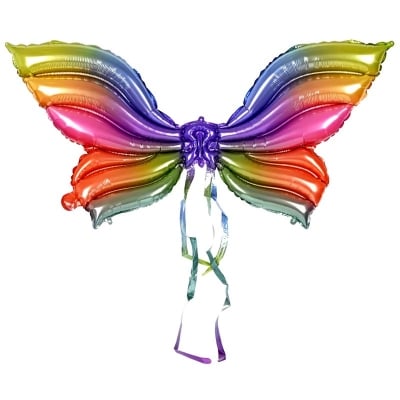 Фолиев балон пъстри крила на пеперуда, с ленти, 87 х 64 см