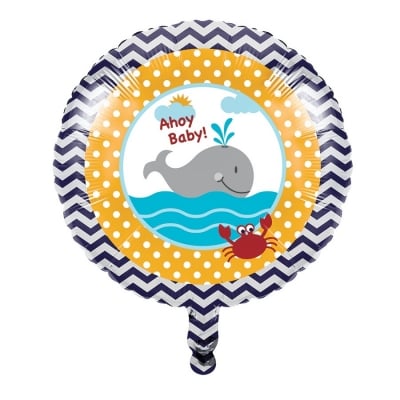Балон бебешко парти морска тема Ahoy, кръг 45 см