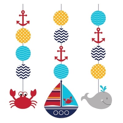Висящи декорации морска тема Ahoy, 3 броя