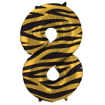 Фолиев балон цифра 8, осмица, тигрова шарка, 100 см