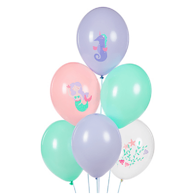 Комплект латексови балони русалка 30 см, 6 броя