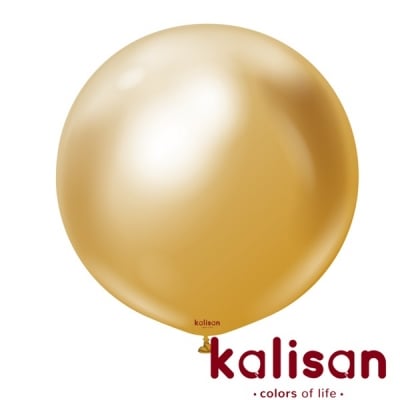 Кръгъл златен балон хром 48 см, турски, Kalisan, 1 брой