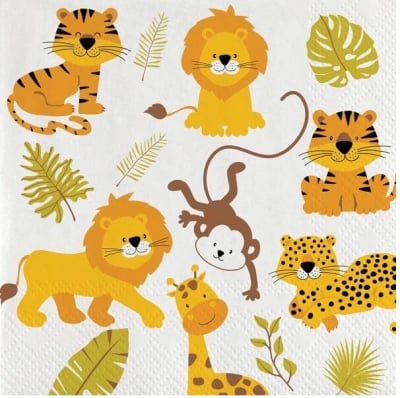 Салфетки с животни сафари, джунгла, Happy Jungle, 20 броя