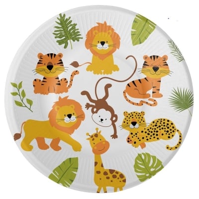 Големи чинийки с животни сафари, джунгла, Happy Jungle, 8 броя