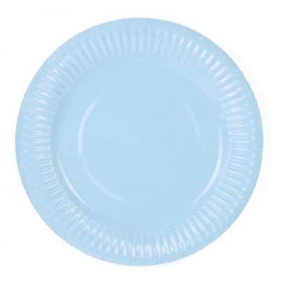 Големи светлосини чинийки, син макарон, 8 броя