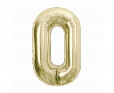 Фолиев балон шампанско, бяло злато, цифра 0, 85 см