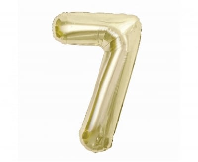Фолиев балон шампанско, бяло злато, цифра 7, 85 см