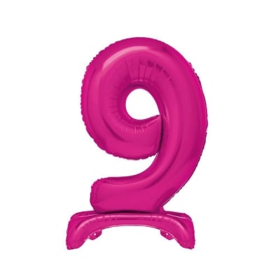 Розов стоящ фолиев балон цифра 9, циклама, 76 см