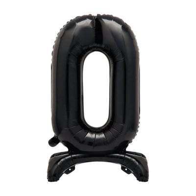 Черен стоящ фолиев балон цифра 0, 76 см