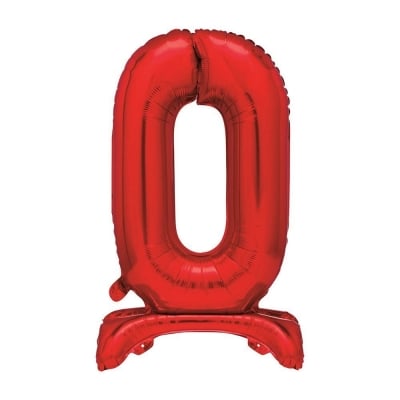 Червен стоящ фолиев балон цифра 0, 76 см