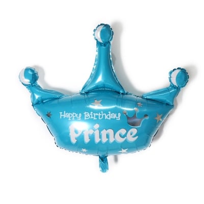 Фолиев балон синя корона Happy Birthday Prince, 80 х 70 см