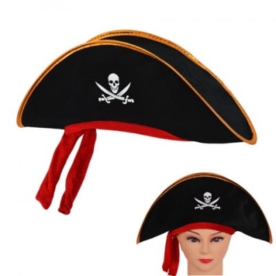 Пиратска шапка златен кант с връзка