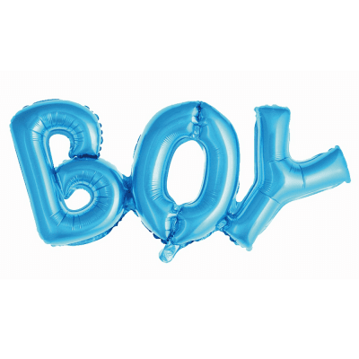 Фолиев балон надпис букви Boy, син металик, 71 см надут