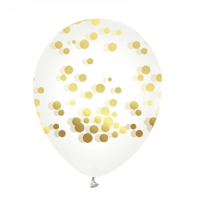 Латексов прозрачен балон на златни точки, 1 брой