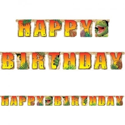 Парти динозаври банер Happy Birthday DINO BLAST