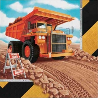 Парти строителни машини салфетки Big Dig, 16 броя