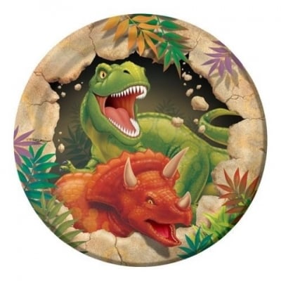 Динозавърско парти малки чинийки динозаври Dino Blast, 8 броя