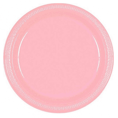Малки розови чинийки бебешко розово - пластмаса, 10 броя
