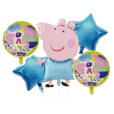 Комплект балони Джордж и семейство Прасенцето Пепа, 5 броя
