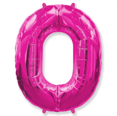 Балон цифра 0 ярко розов, циклама, 110 см