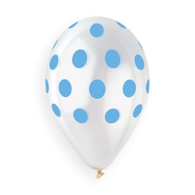 Прозрачни балони на сини точки, 30 см, 5 броя