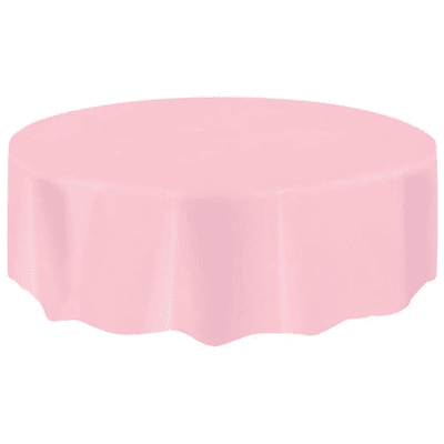 Кръгла светлорозова парти покривка Lovely pink, 2.13 м