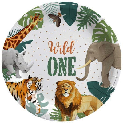 Парти чинийки сафари животни Wild One, 8 броя TR