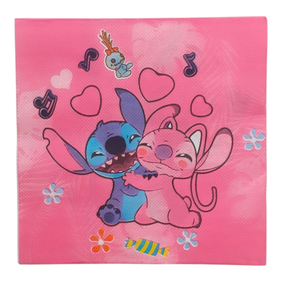 Розови салфетки Лило и Стич Stitch, еднопластови, 20 броя