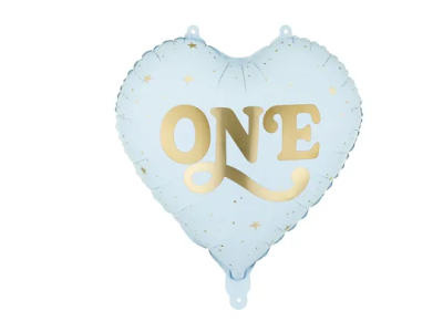 Светлосин балон ONE, сърце 45 см